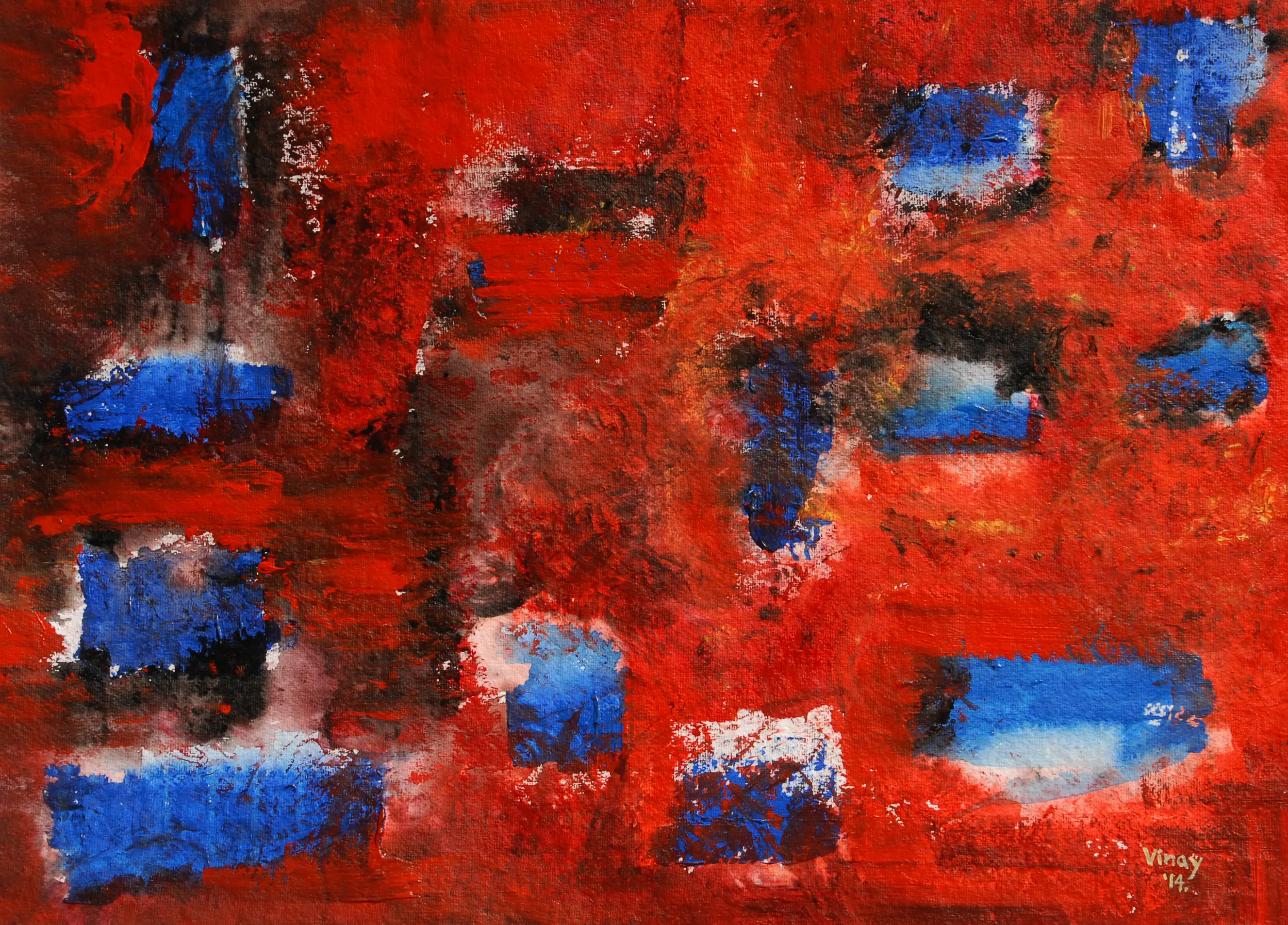 Red and Blue abstract painting
