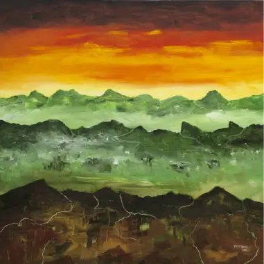 A new dawn acrylic on canvas landscape Painting