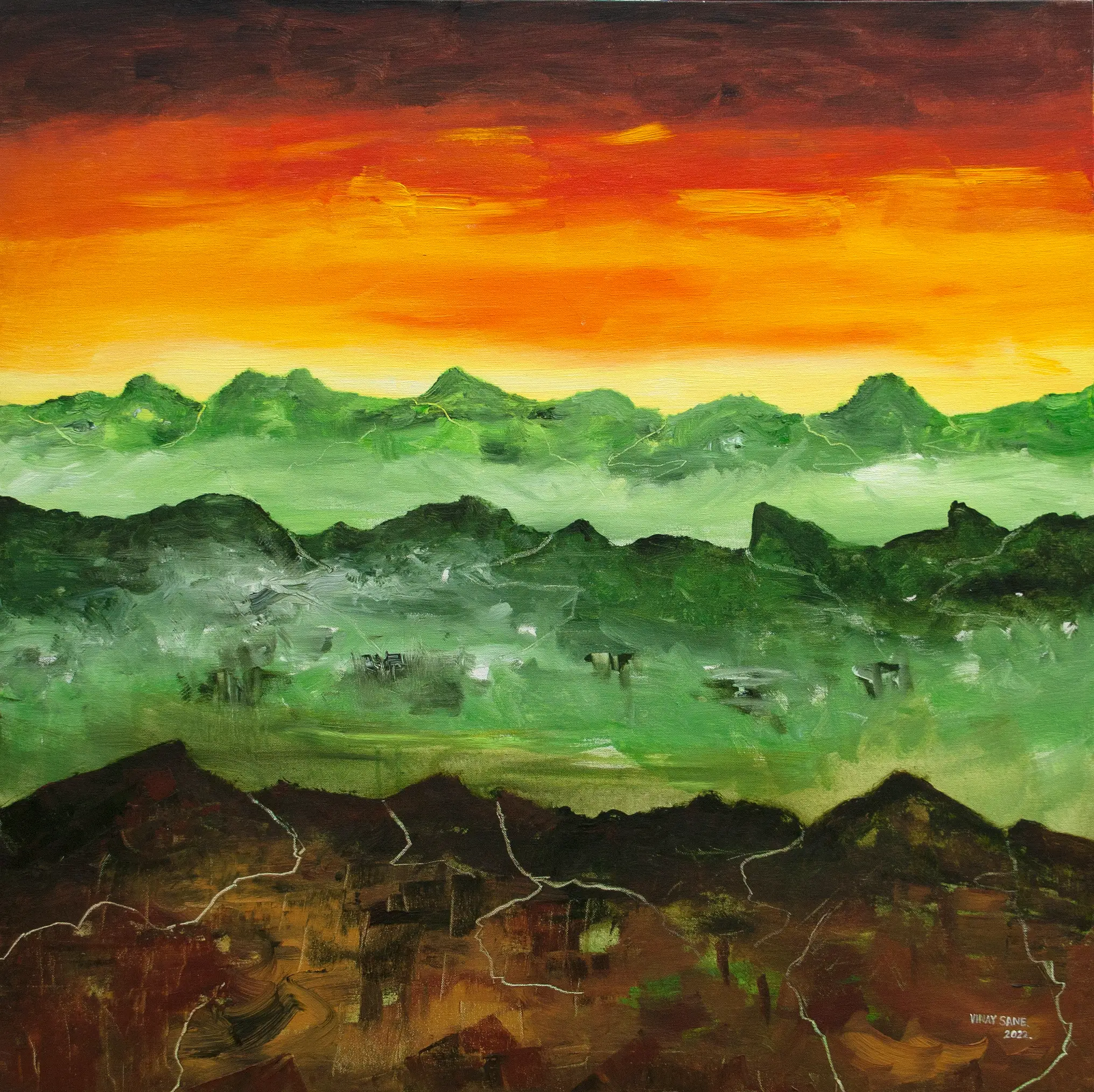 A new dawn landscape painting