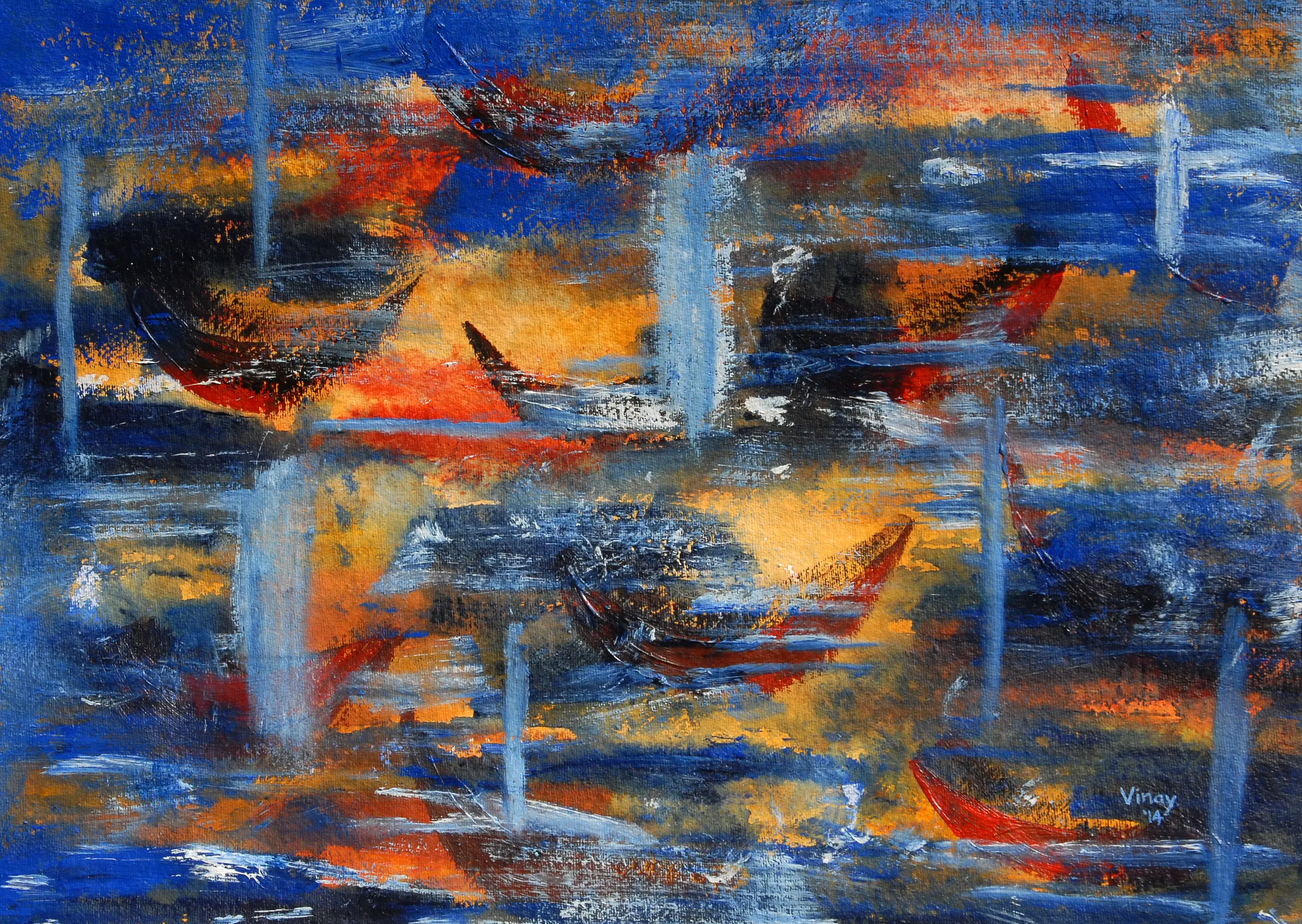 Floating Boats landscape painting