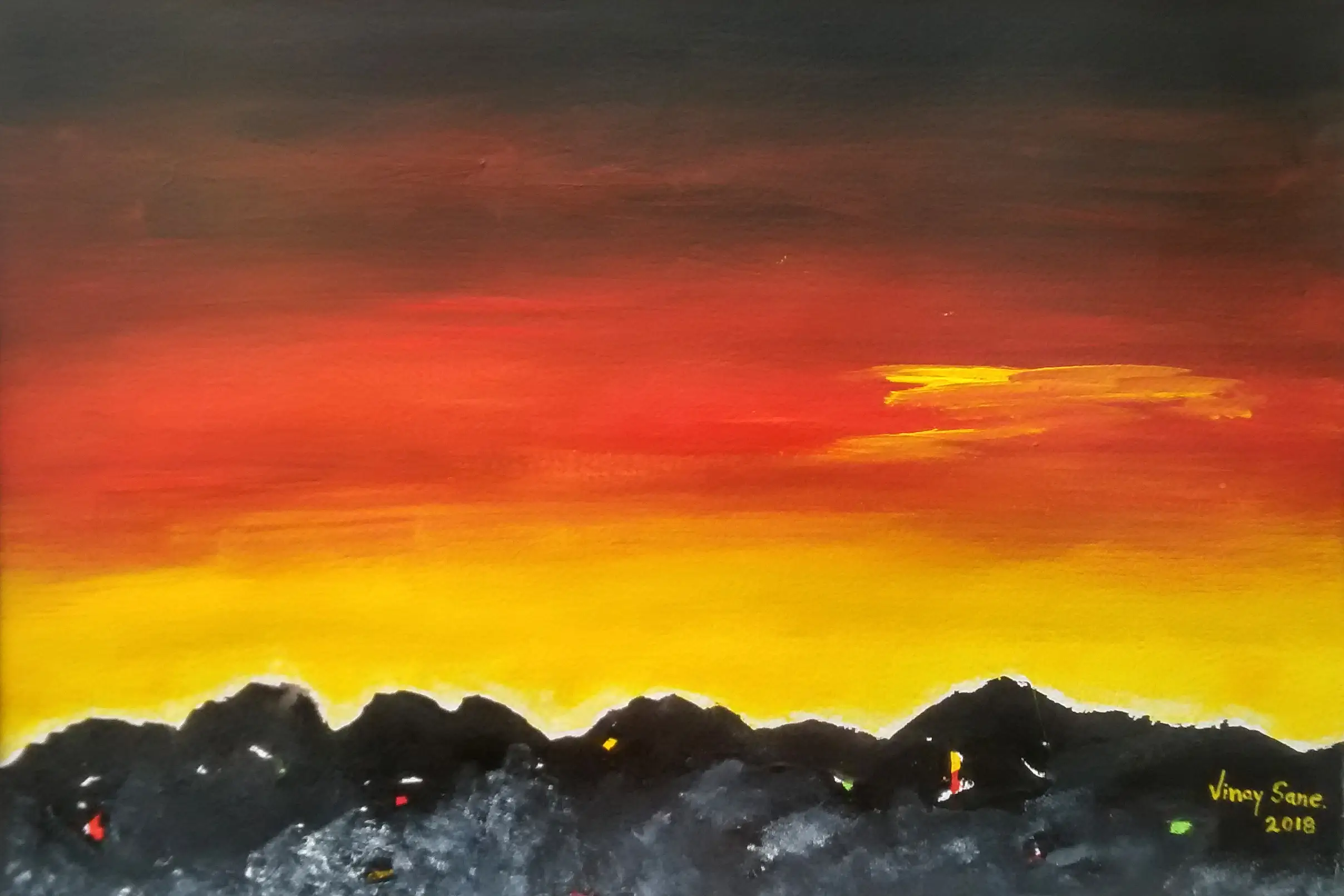 Sunrise over Coal Mines landscape painting